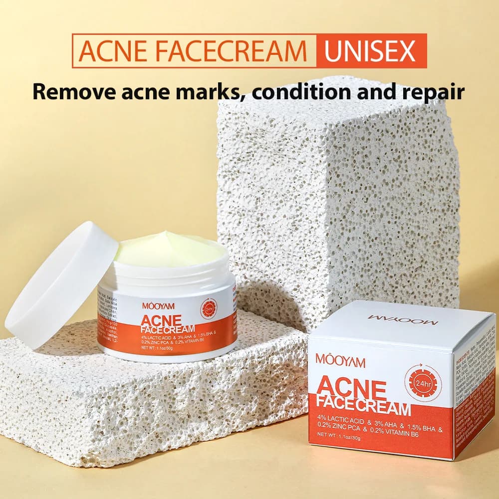 Crème Visage Anti-Acné aux Herbes, Gel Améliorant l'Acné, Atténue les Cicatrices d'Acné, Resserre les Pores, Élimine les Pores Dilatés et les Boutons, Illumine le Teint