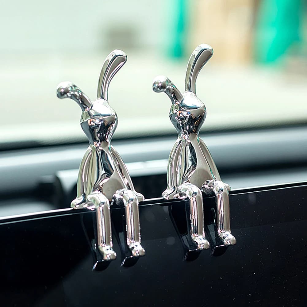 Dessin animé Animal lapin voiture intérieur Console centrale décoration personnalité Table à manger bureau accessoires créatifs