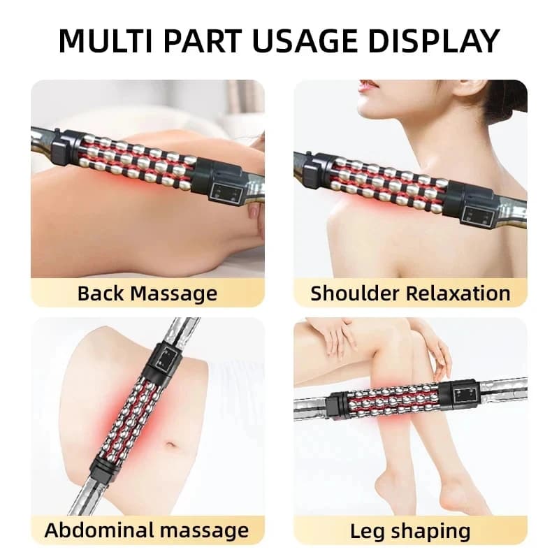 NOUVEAU Rouleau chauffant électrique pour la relaxation musculaire, massage rotatif à 360° avec lumière rouge, soulagement de la fatigue, bâton de massage amincissant pour le corps