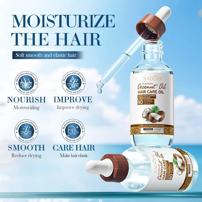 SADOER huile de soin capillaire à la noix de coco réparation de l'essence de cheveux