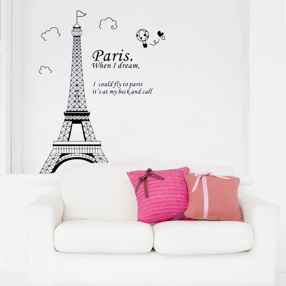 Papier peint romantique avec belle vue de la France, Paris, Tour Eiffel, Stickers muraux, Art Decor, Room Decal, DIY
