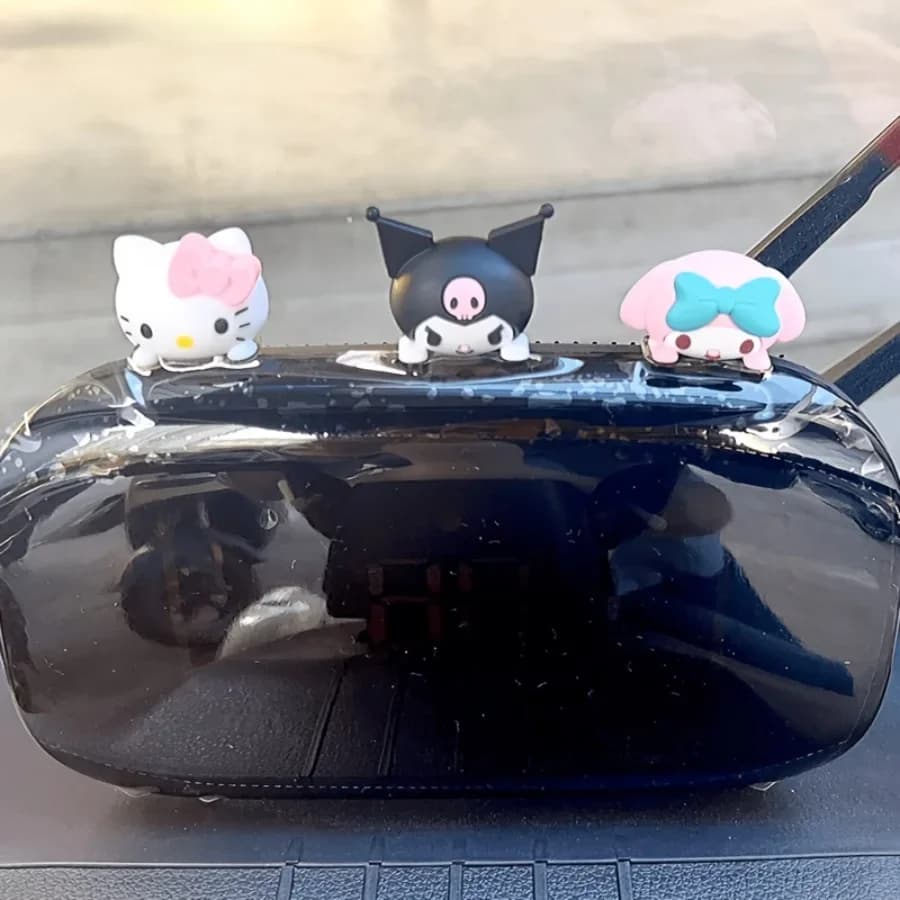 Décorations en caoutchouc 3D Hello Kitty My Melody Kuromi Cinnamoroll, jolis accessoires pour tableau de bord de voiture, 1/4 pièces