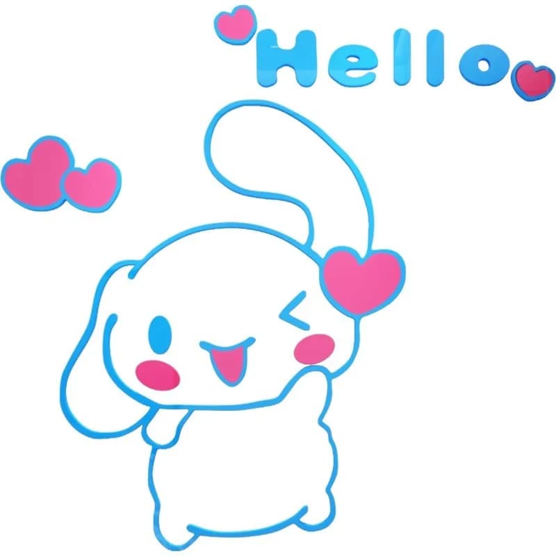 Sanrio Cinnamoroll Autocollant mural décoratif 3D en acrylique pour chambre d'enfant