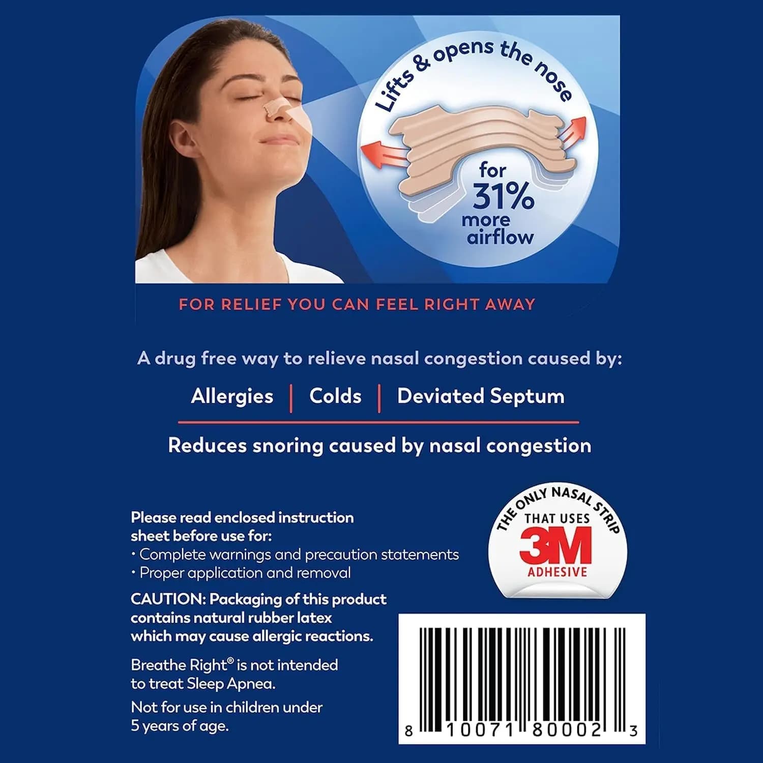 Respirez les bandes nasales droites Bandes nasales bronzantes extra-fortes, solution contre le ronflement sans médicament et la congestion nasale instantanée