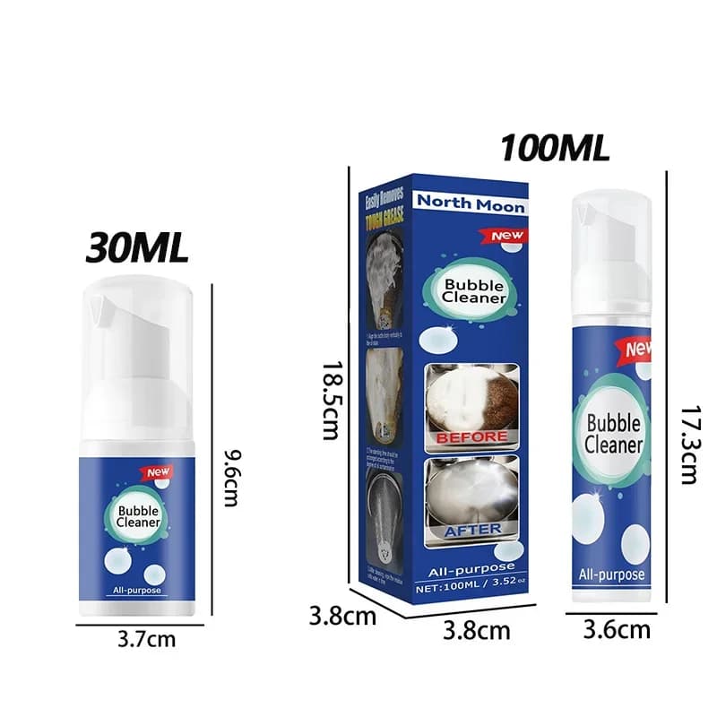 Nettoyeur de bulles de taches d'huile, 30ml/100ml, dissolvant de taches d'huile polyvalent, Spray de nettoyage en profondeur sans rinçage pour hotte et articles de cuisine