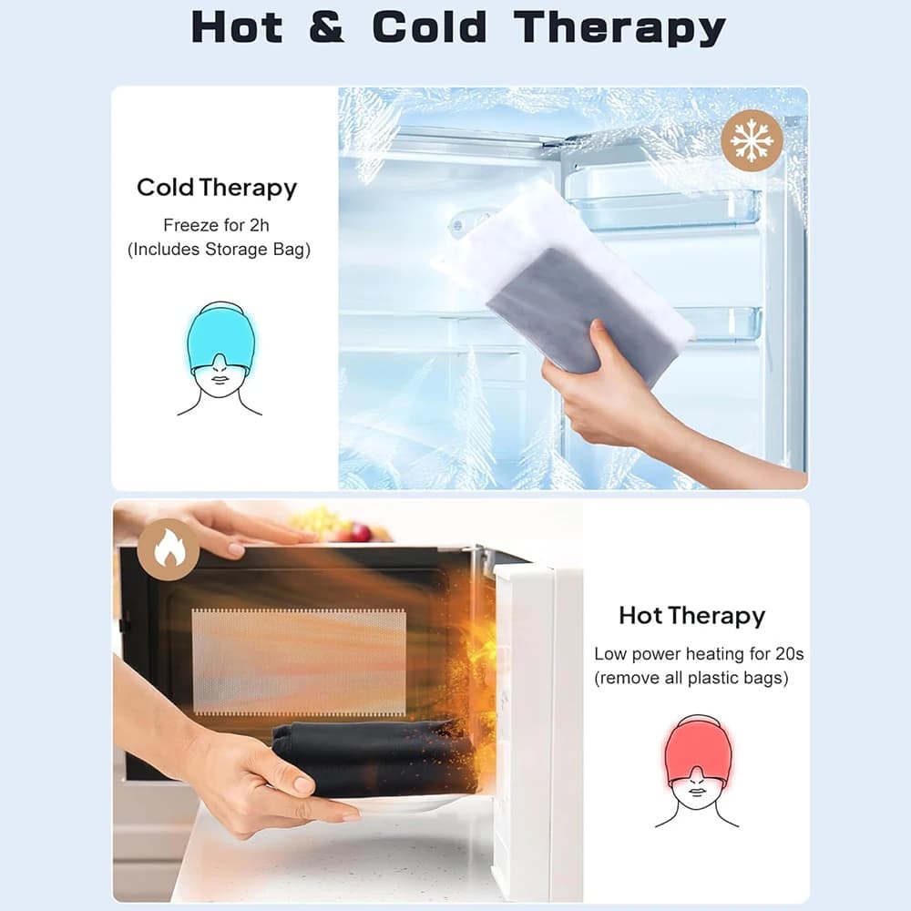 Chapeau de soulagement de la Migraine, chapeau pour les maux de tête, Gel, thérapie chaude et froide, casquette de glace pour soulager la douleur, masque pour les yeux, soulagement de la pression du S