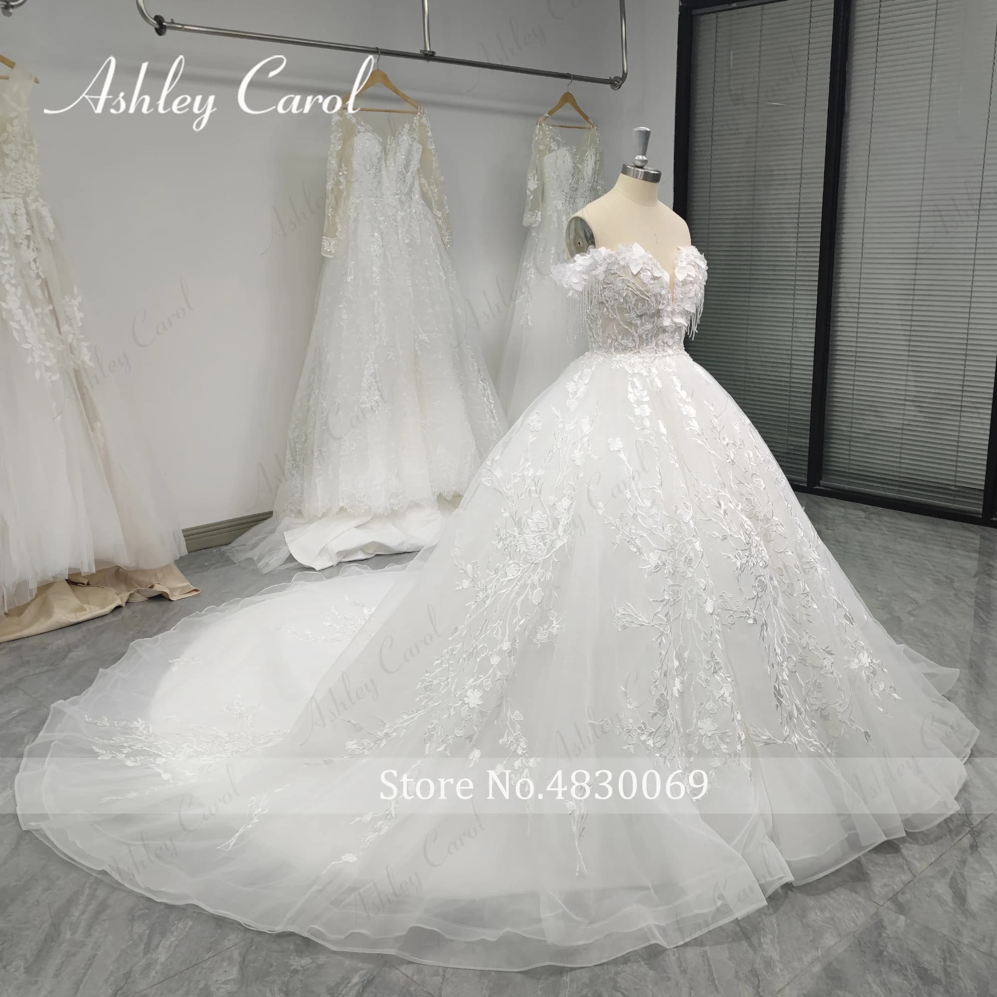 Ashley Carol robe De mariée trapèze pour femmes photos réelles chérie perles fleurs broderie robe De mariée robes De Novia