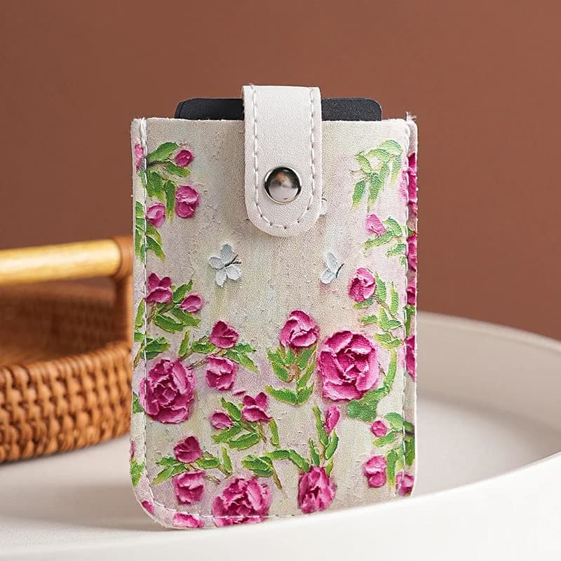 Porte-cartes unisexe multi-motifs de style peinture à l'huile artistique, étui pour cartes mince en cuir PU