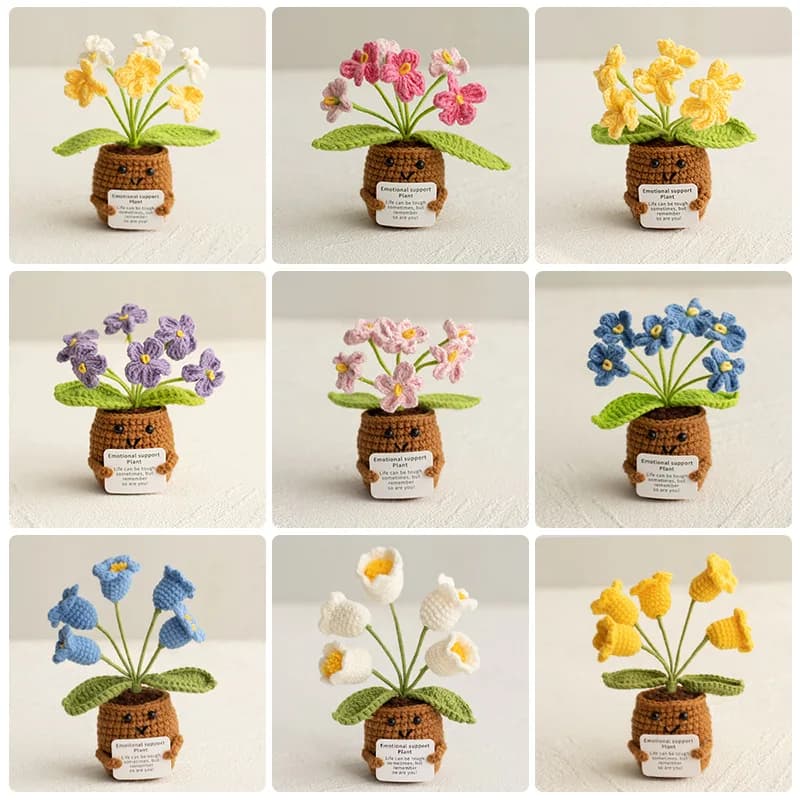 Jolie fleur au Crochet en pot, mots d'encouragement, ne me oubliez pas, crochet orange convolia, ornement de réchauffement de cœur