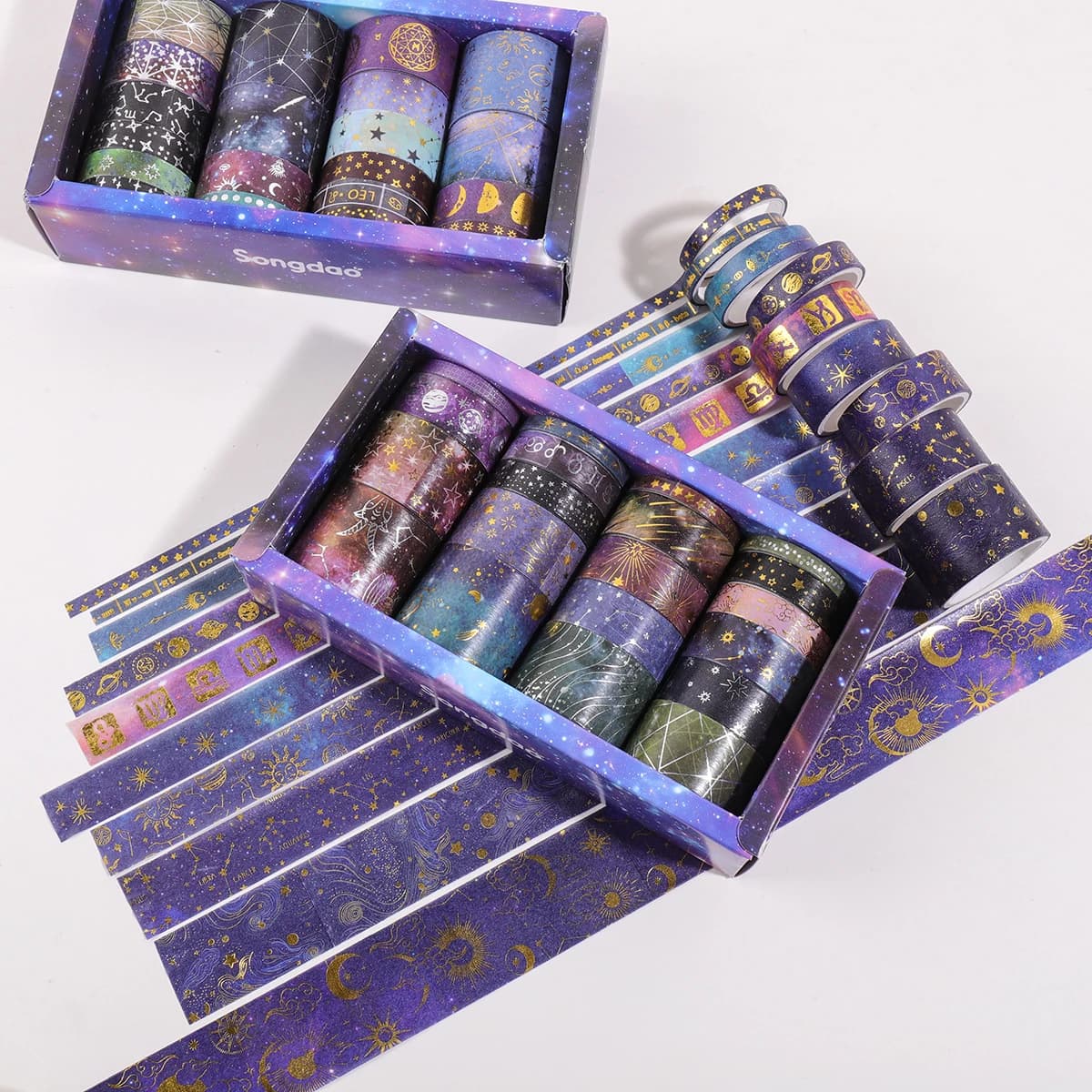 20 rouleaux de ruban Washi en feuille de papier à motif ciel étoilé, ruban décoratif à motif de constellations pour bricolage, scrapbooking, fournitures de papeterie pour étudiants