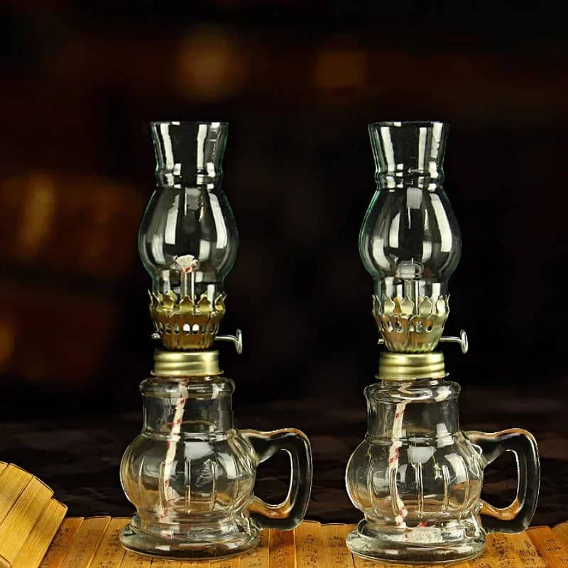 1 lampe à huile rétro coupe-vent, lampe à kérosène Vintage avec couvercle en verre, idéale pour l'éclairage de secours et la décoration de la maison