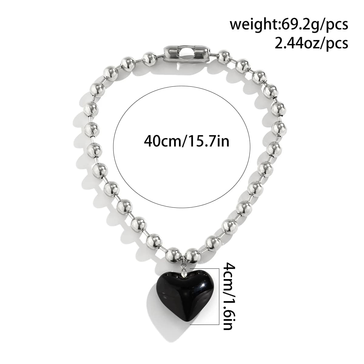 Collier pendentif coeur d'amour coloré pour femme, perles de document en argent, accessoires bijoux, hip hop, punk, steampunk, JOGrunge, 6 couleurs