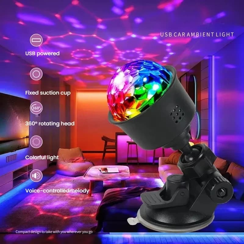 LED scène Disco lumière rotative DJ balle stroboscopique coloré magique danse voiture ambiance RGB cadeau de noël fête