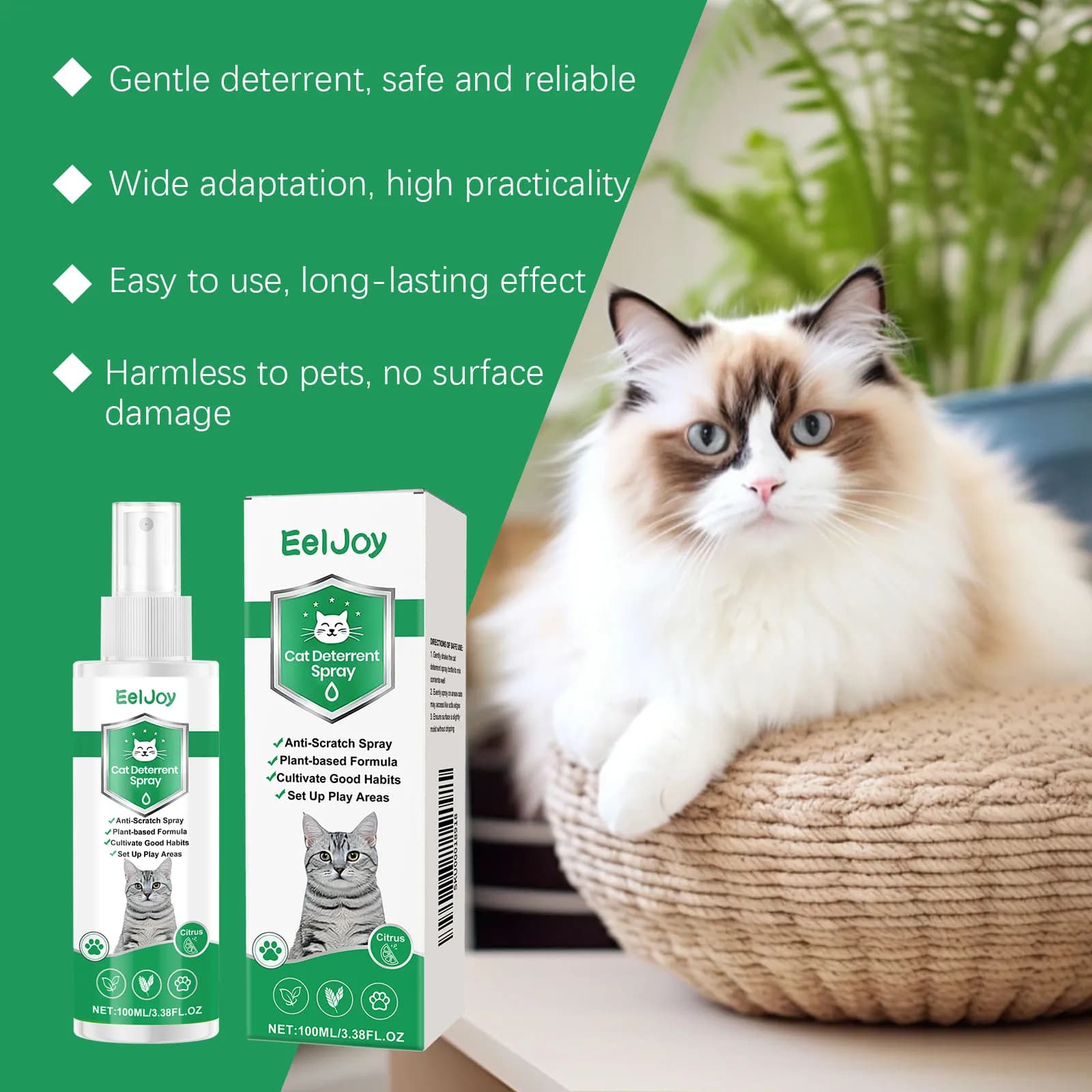 Spray Répulsif Anti-Chat Intérieur/Extérieur – Protection Meubles Contre les Griffures des Chats – Empêche les Chats de Grimper au Lit et de Marquer leur Terre d'Action par l'Urine – Dissuasion pour A