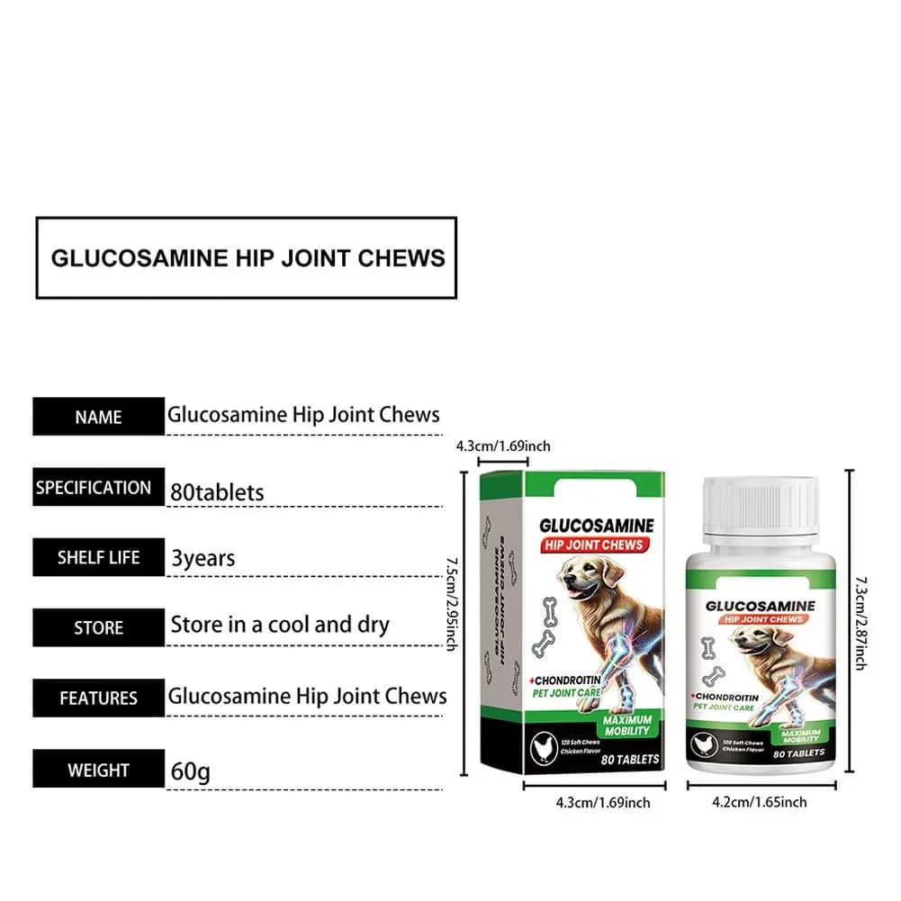 Compléments à mâcher pour chiens à base de glucosamine et chondroïtine – Soutien articulaire et de la mobilité pour