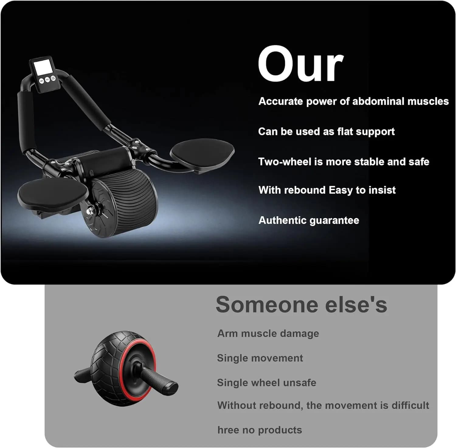 Support de coude à rebond automatique, roue Ab Portable antidérapante pour débutant, équipement de Fitness pour entraînement central de gymnastique à domicile
