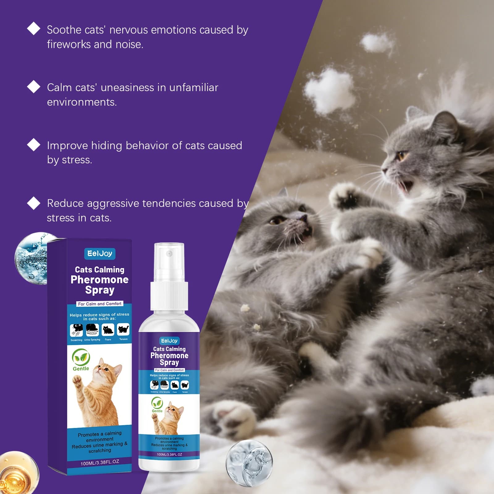 Spray apaisant aux phéromones pour chats : Réduit l'anxiété et le stress