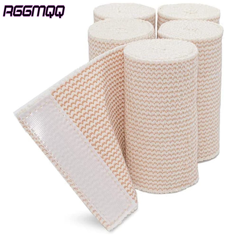 Bandage auto-adhésif professionnel, 5 rouleaux, enveloppe extensible sans Latex pour les plaies et le sport, boucle à crochet facile à tenir sur les deux extrémités