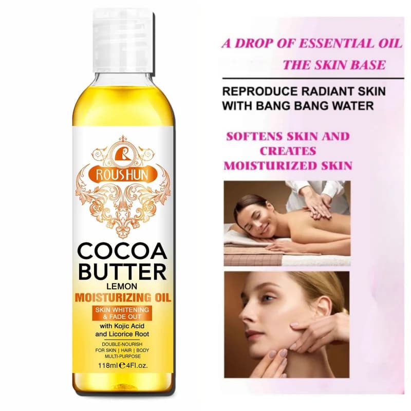 118ML Cocoa Butter Body OILlHuile de soin de la peau hydrate et nourrit
