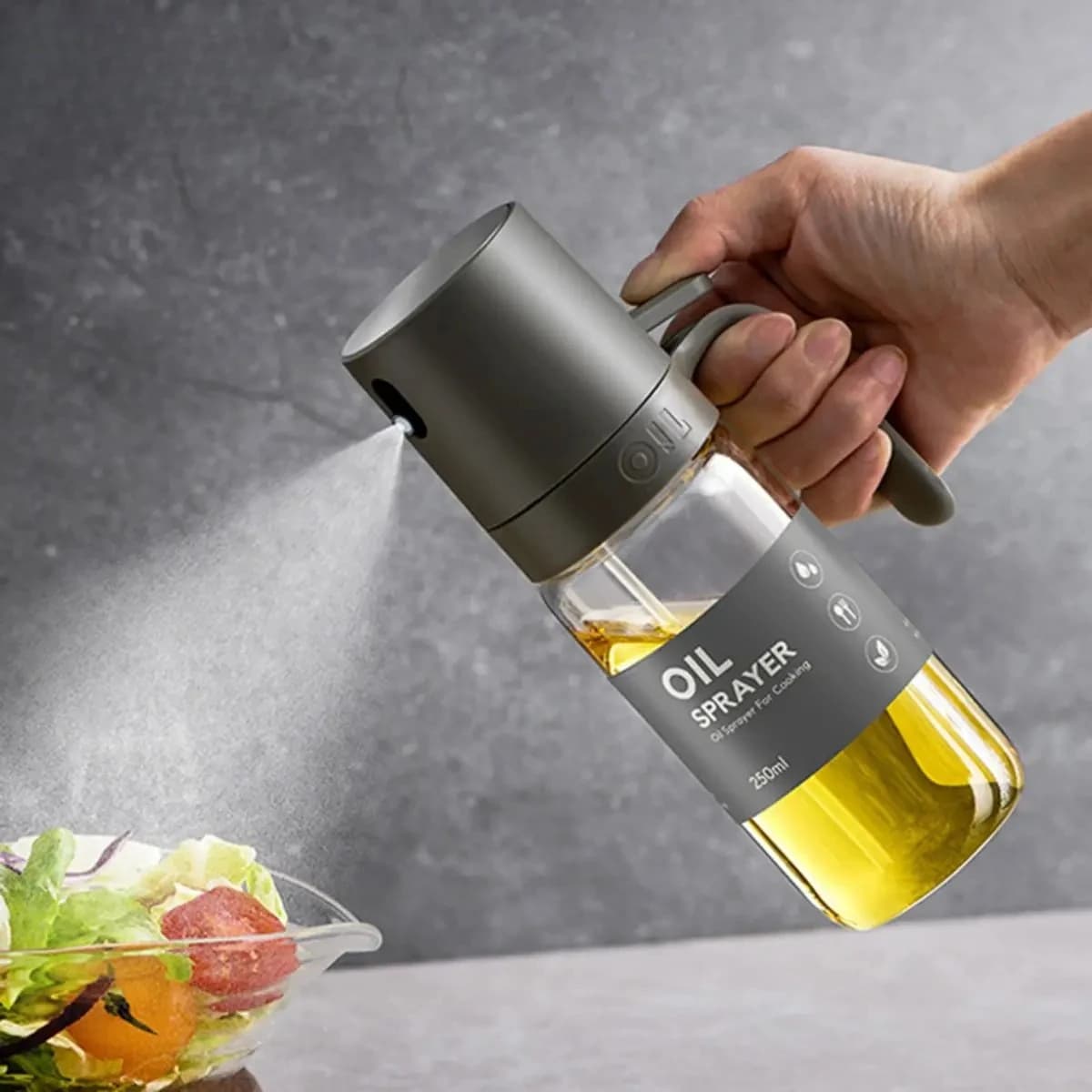Ventes chaudes】 flacon pulvérisateur d'huile 250ml distributeurs d'huile de cuisson en verre à haute teneur en Borosilicate pulvérisateur d'huile d'olive monsieur pour salade de friteuse à Air