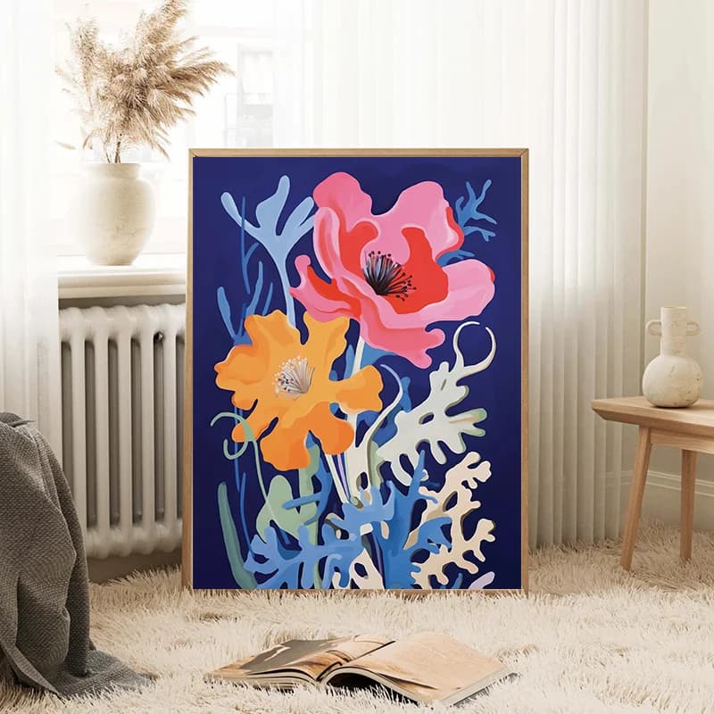 Peinture de fleurs de Gouache, Art botanique coloré imprimé, affiche en toile florale de printemps, décor de salle de maison, cadeau de pendaison de crémaillère