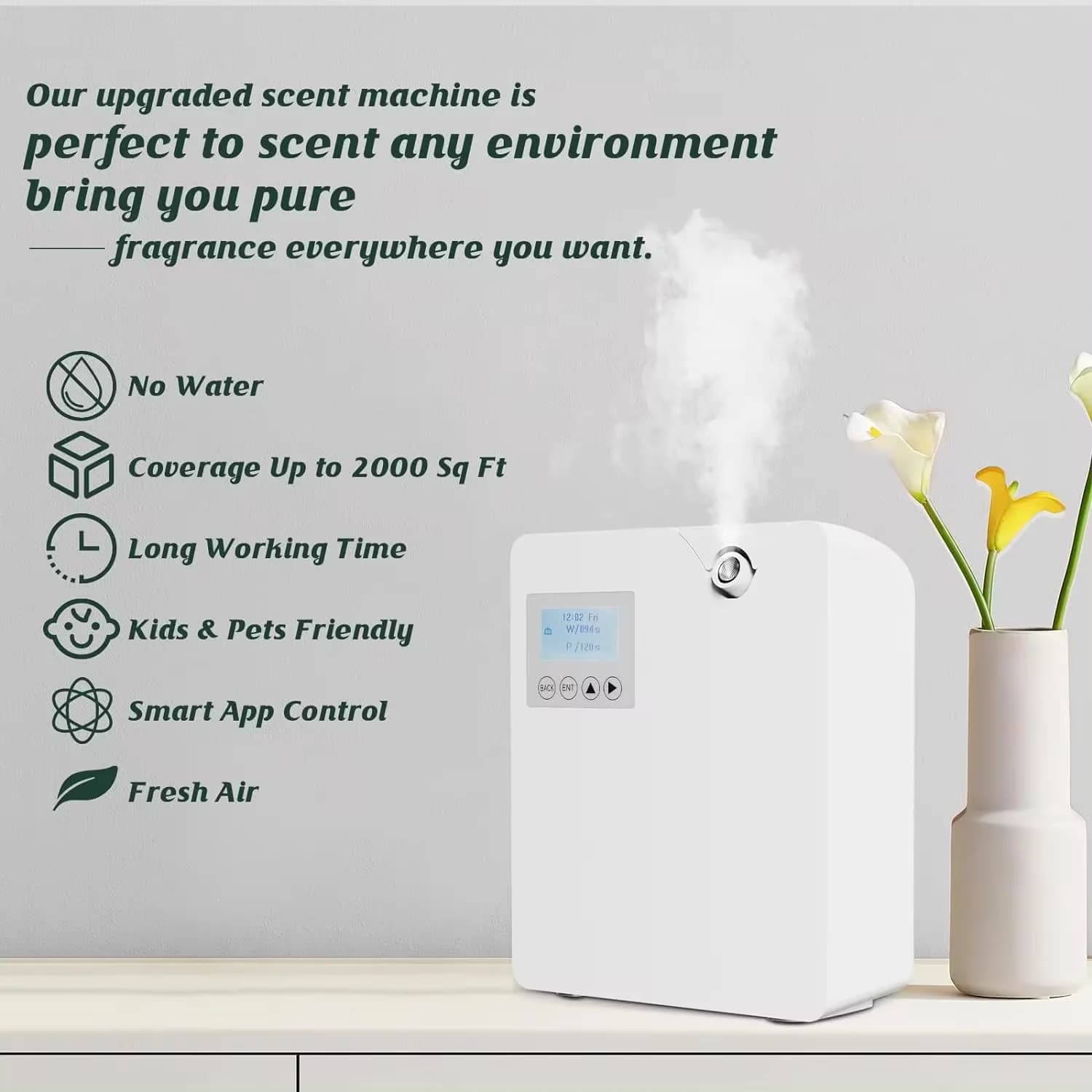 Diffuseur d'arôme pour désodorisant domestique, pulvérisateur d'aromathérapie, dispositif de parfum d'hôtel, Machine de parfum de pièce intelligente, contrôle par application