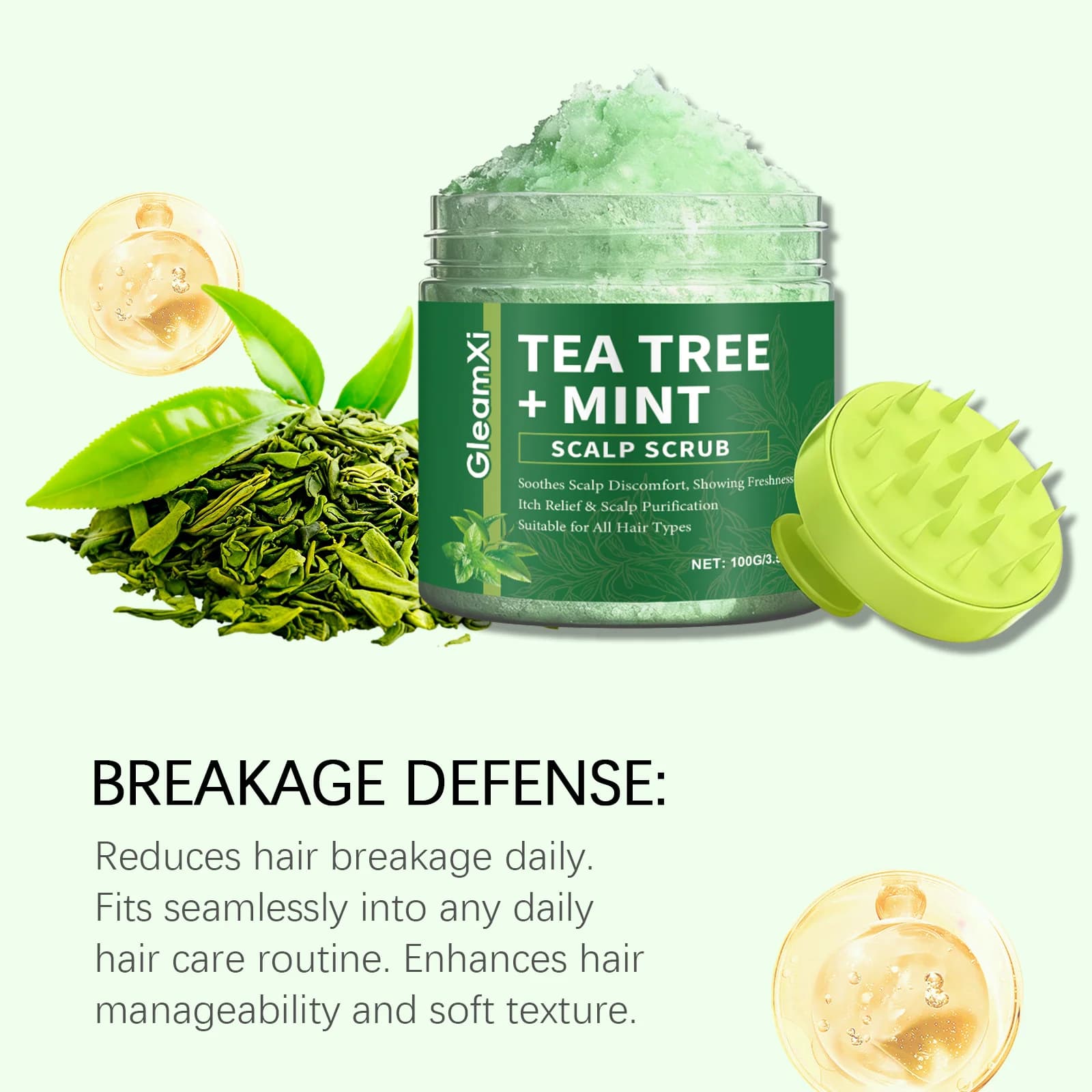 Shampooing Nettoyant en Profondeur au Théier pour le Cuir Chevelu, Anti-Pelliculaire, Contrôle du Sébum, Rafraîchissant, Anti-Casse, Apaisant et Nourrissant, pour des Cheveux Volumineux