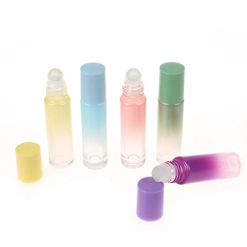 Bouteilles en verre épais de 10ml, bouteille vide de couleur dégradée, bouteille à bille roulante pour huile essentielle, Kit de voyage, bouteille de parfum