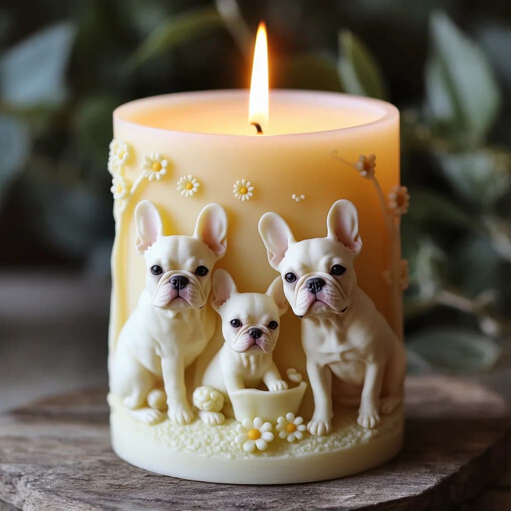 Moule à bougie parfumée bouledogue français