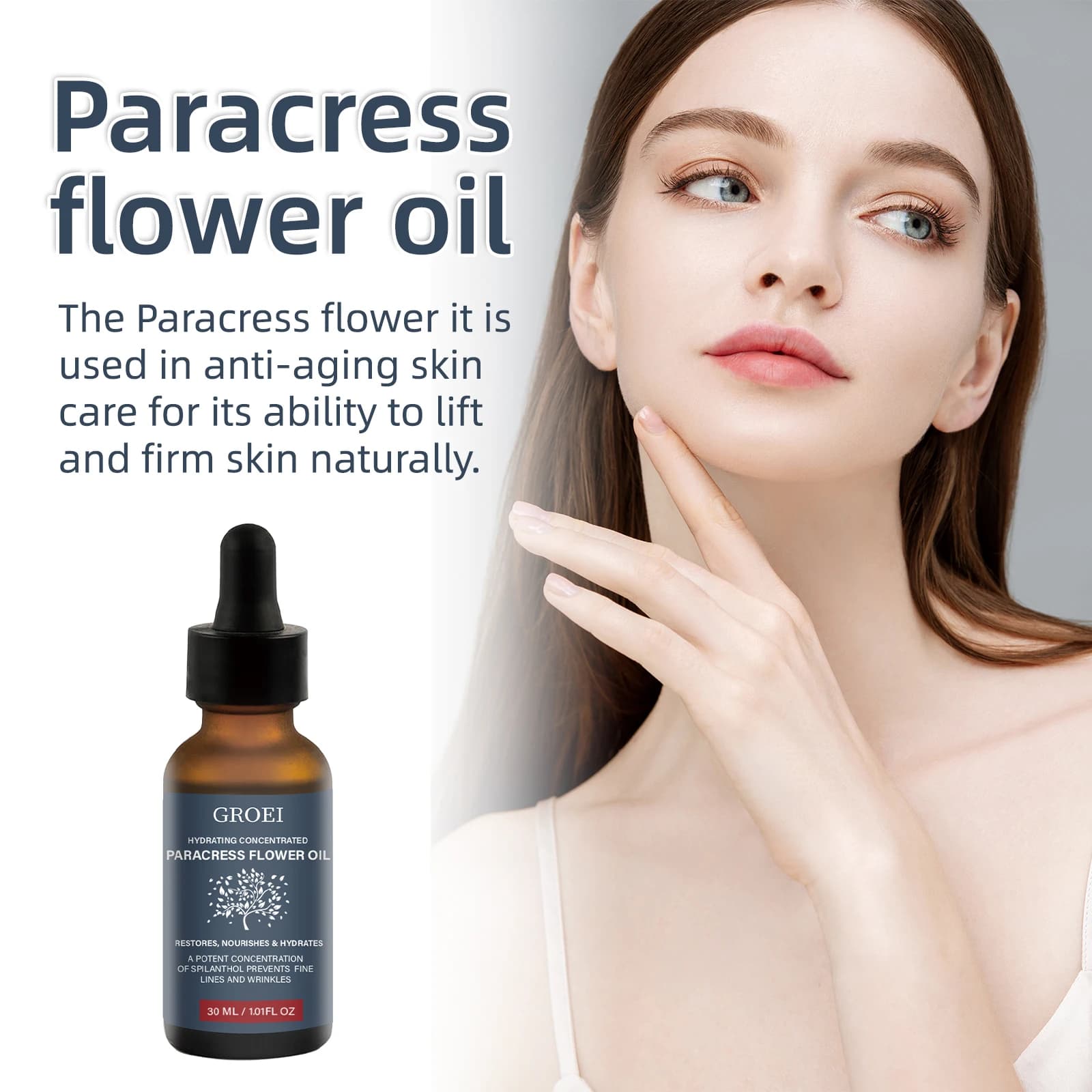 Huile de fleur de paracress 30ml pour les rides hydrate et nourrit la peau lisse les ridules pour le visage nourrir l'huile essentielle