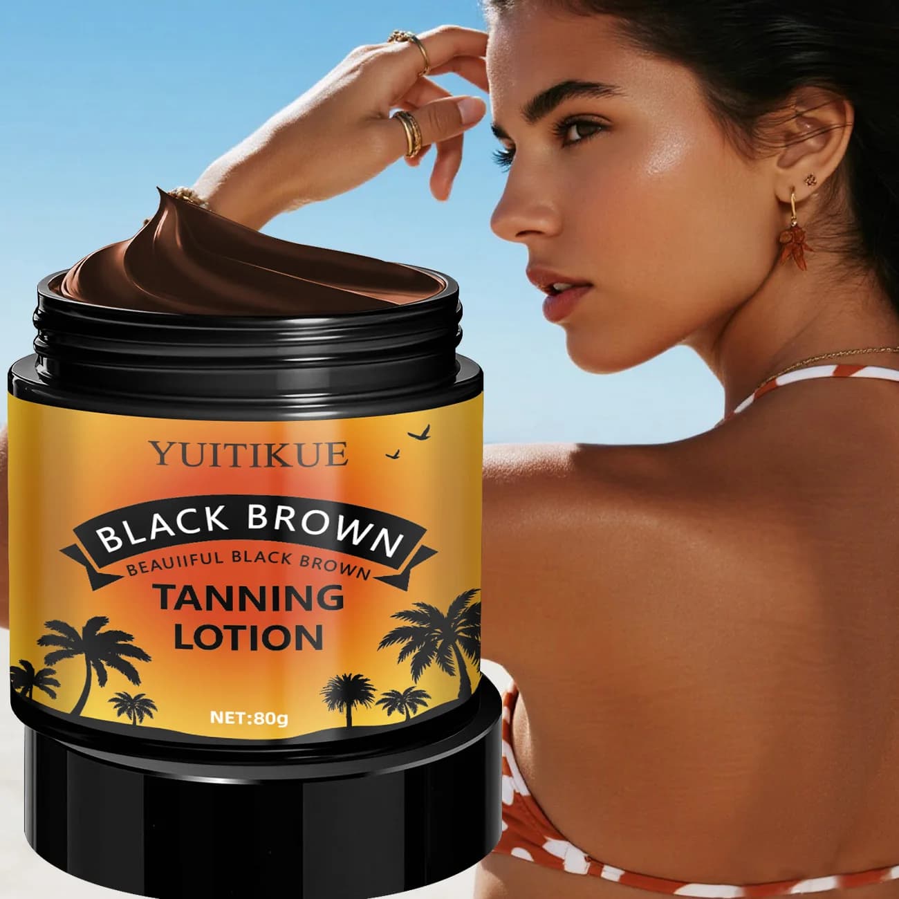YUITIKUE Lotion Bronzante Marron Noir - Bronzage Sans Sol