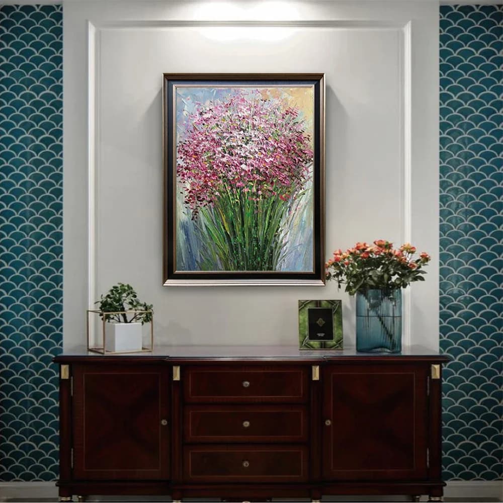 Peinture à l'huile abstraite peinte à la main, fleurs 3D sur toile, peinture murale rétro, décorations de salon, décoration de chambre à coucher, coutumes
