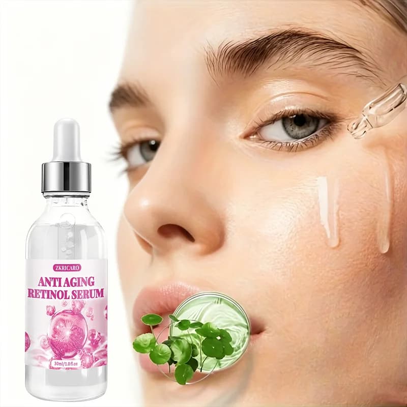 Sérum anti-âge au rétinol, hydratant et adoucissant quotidien hautement efficace, améliore l'élasticité de la peau, créant un aspect jeune.