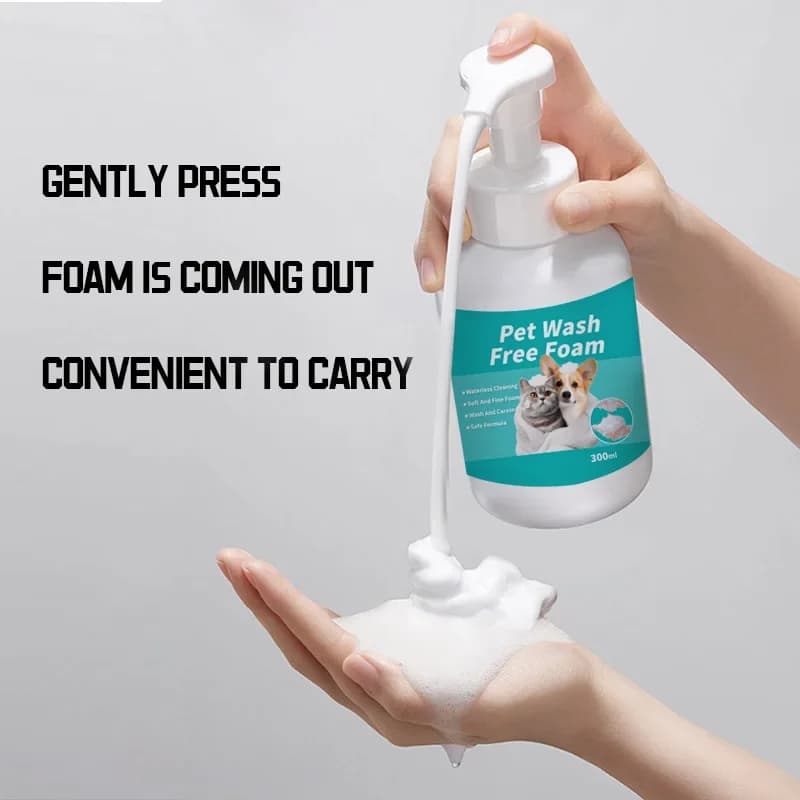 Mousse de shampoing sec naturel sans eau pour chiens et chats, nettoyage sans rinçage, élimination des odeurs, hypoallergénique, 300ml, soins pour animaux de compagnie, convivial pour les voyages