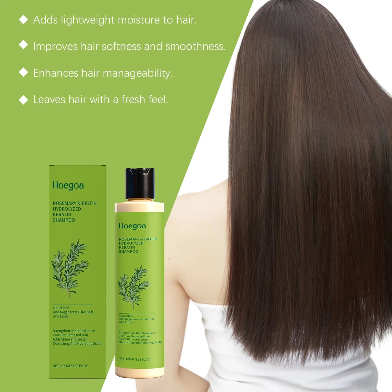 Shampoo au romarin pour le contrôle du sébum, épaississant, réparateur pour cheveux secs, crépus et abîmés, volumisant, rafraîchissant, lissant, hydratant et nettoyant le cuir chevelu