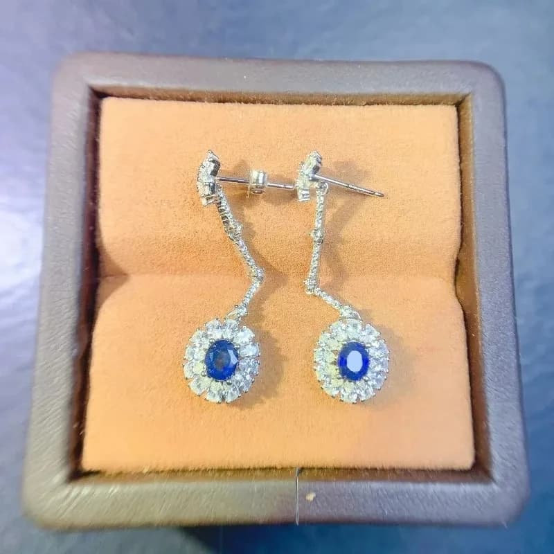 Saphir naturel en argent pur S925, les quatre pierres précieuses du monde, bijoux de haute qualité, gemme naturelle, 4x5mm