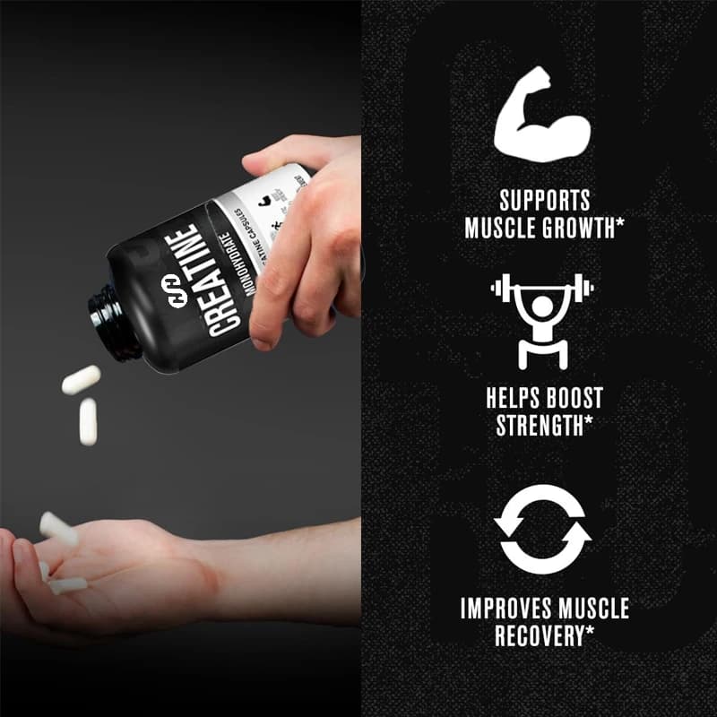 Capsules de créatine monohydrate 1000 mg - Complément de créatine favorisant la croissance musculaire, 60 capsules, 30 portions, capsules végétariennes