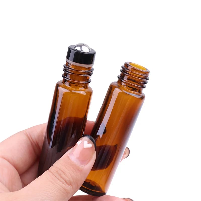 Flacons d'Huile Essentielle en Verre Fin Ambré avec Boule D.lique, Rouleau Marron, sexuellement Portable, 10ml, Beaucoup