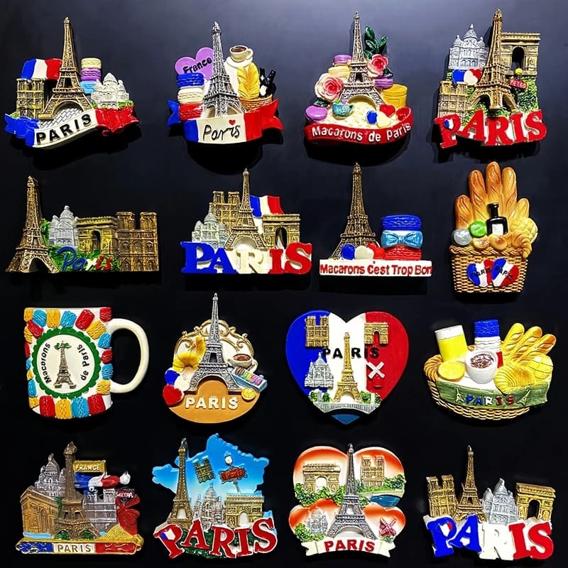 France, Paris, résine créative, dessiné à la main, Souvenir touristique, décoration 3D, artisanat, autocollants de réfrigérateur magnétiques, cadeaux
