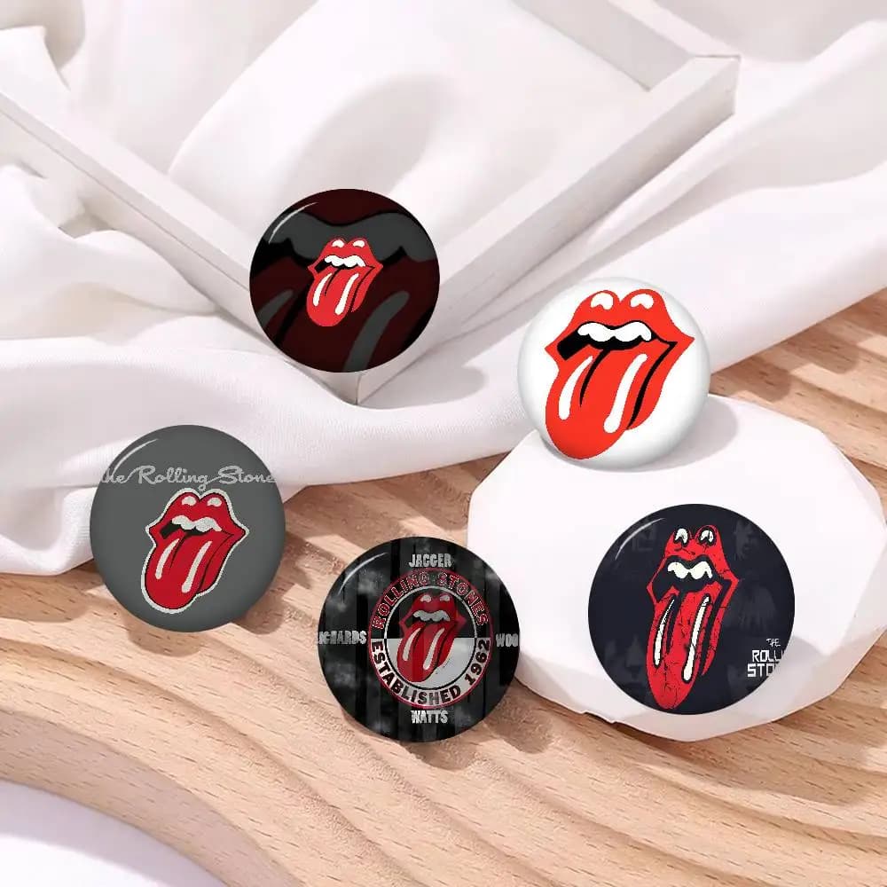 Badge en fer blanc R-rolling S-Stones band, personnalisé, thème Anime, style rétro, broche, badge de col dessin animé, bijou, cadeau pour fans