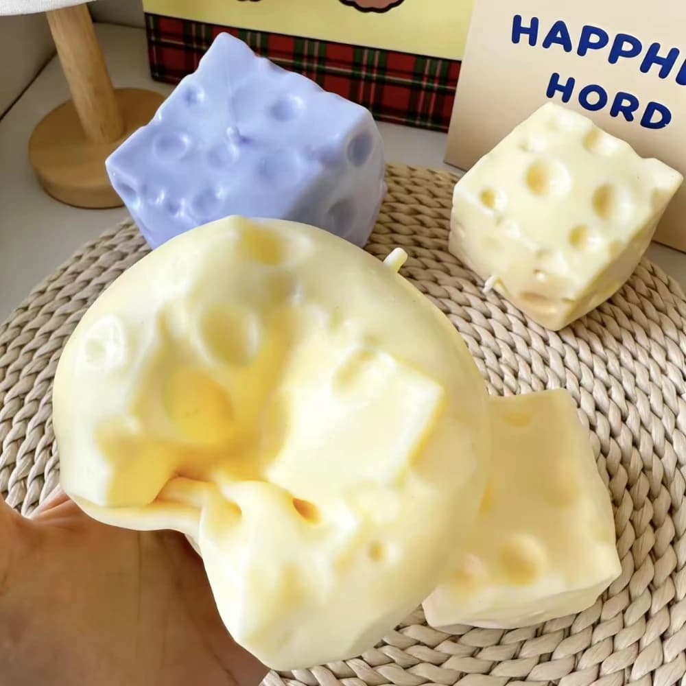 1 pièce Balle anti-stress géante en forme de cube de fromage, compressible, non rebondissante, jouet sensoriel ASMR, cadeau de festival