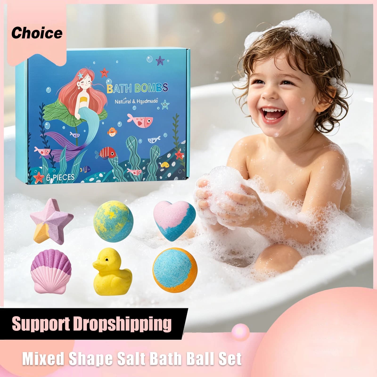 Kit de boules de bain au sel de mer, huile essentielle, adoucissante, kératine, élimine les peaux mortes, pour enfants, accessoires de bombes de bain hydratantes