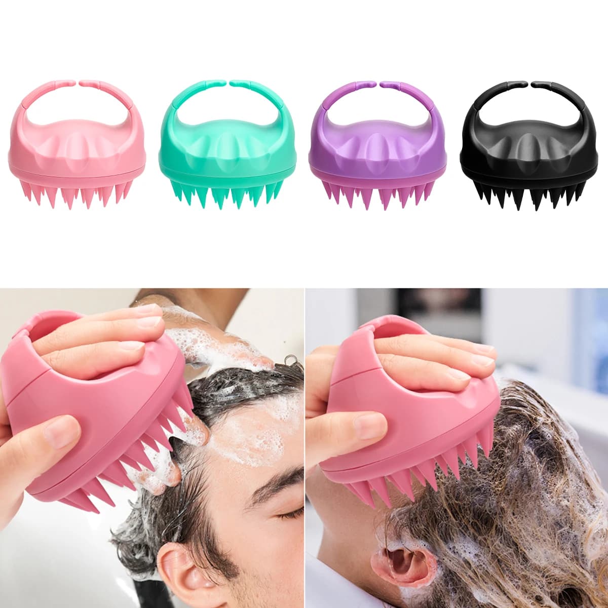 Masseur de cuir chevelu en silicone – Brosse à shampoing nettoyante en profondeur pour démangeaisons du cuir chevelu et soins capillaires professionnels |   Peigne à shampoing aux huiles essentielles