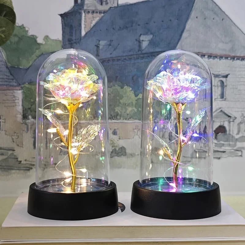 Roses artificielles, cadeau de saint valentin pour petite amie, Rose éternelle, feuille lumineuse LED, décoration de mariage, cadeaux de noël