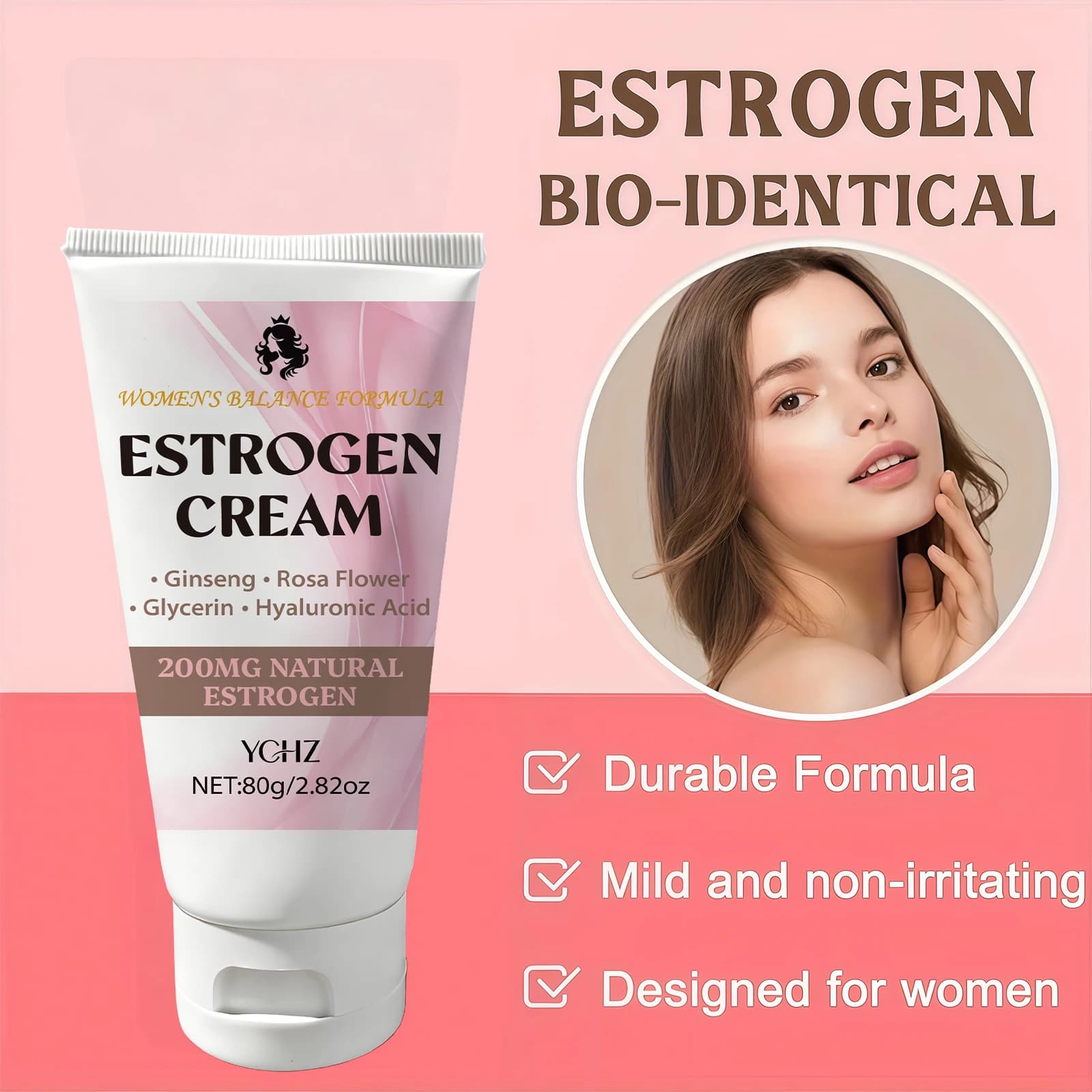 Crème à l'œstrogène pour femmes - œstrogène naturel, contenant du ginseng, du cohosh noir, du thé vert et du calendula - soin corporel doux et délicat