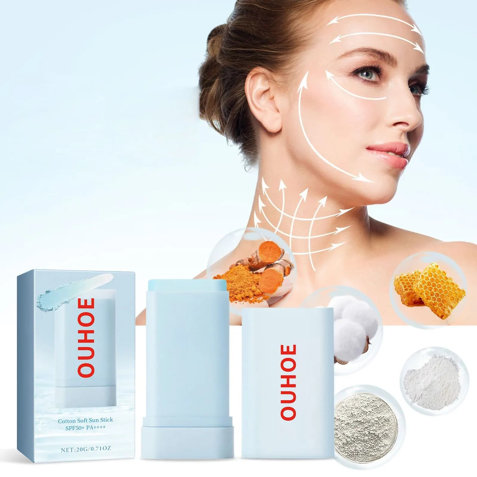 Crème solaire Stick Spf 50 pour la peau grasse Visage Sun Blocking UV Protecteur Hydratant Rafraîchissant Contrôle de l'huile Solaire Isolation Crème