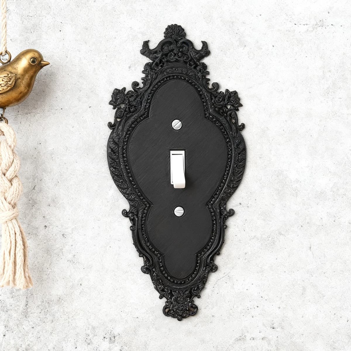 Cadre de panneau de commutation baroque sculpté transfrontalier, design rétro noir mat, adapté à la décoration murale de luxe européenne à l'étranger