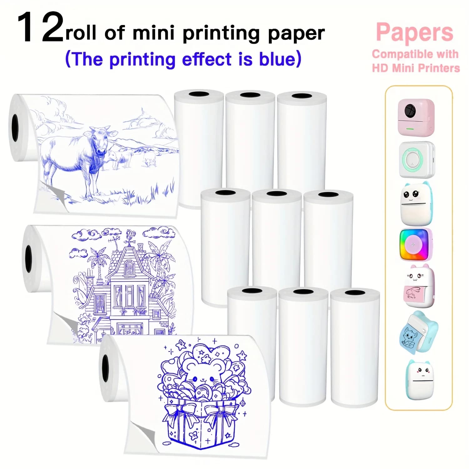 Rouleau de papier autocollant thermique bleu