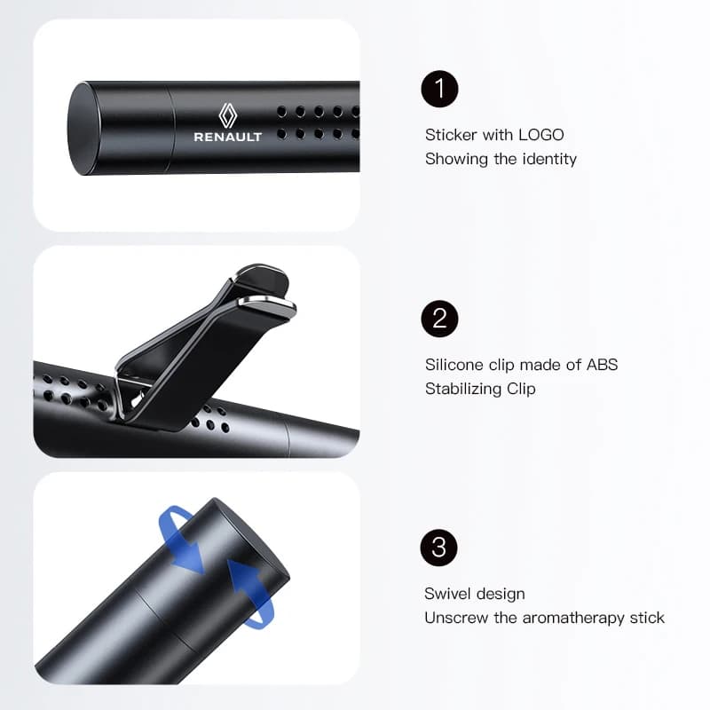 Diffuseur de parfum pour voiture, clip de ventilation, parfum durable pour l'intérieur, pour Renault RS Clio Megane 2 3 4 Captur Trafic Twingo Scenic 2 Kadjar