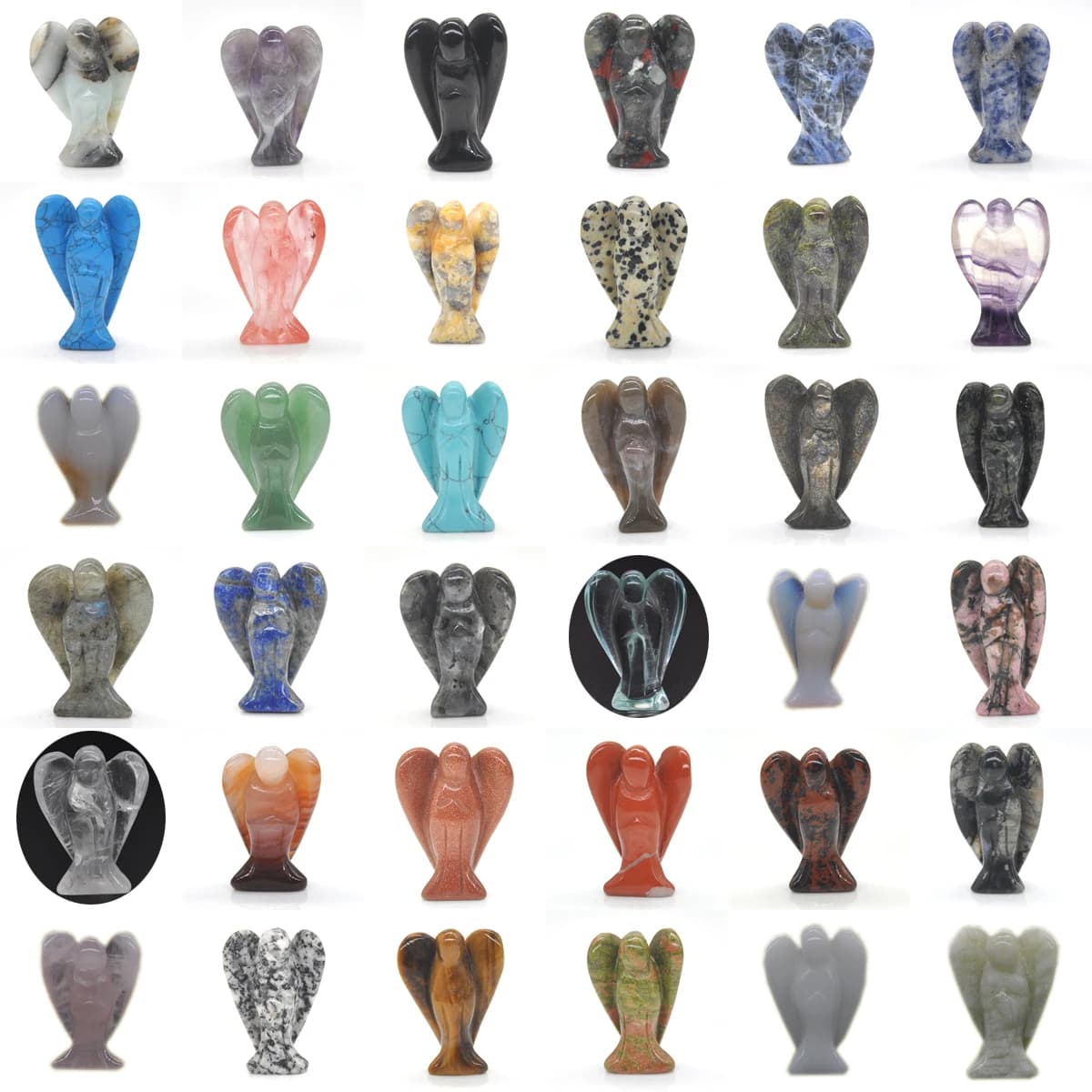 Figurine d'ange gardien de 1.5 pouces, Statue en cristal de guérison naturelle, décoration en pierre pour la maison, cadeau artisanal d'étude, bibelot, ornement de salle, vente en gros